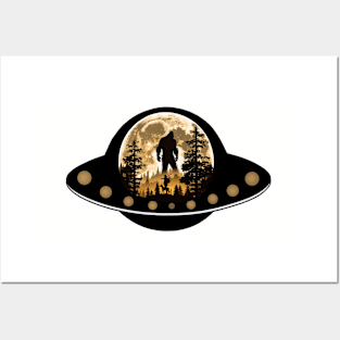 Bigfoot Sasquatch UFO Hunter Dog T Shirt Stickers Posters and Art